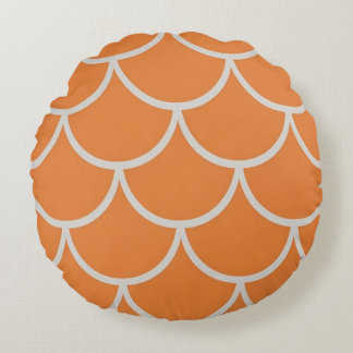 Orange fjällskal fabric Fiskfjällstyger Sirenskala Rund Kudde