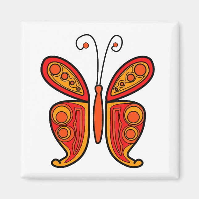 Orange fjäril illustration magnet (Framsidan)