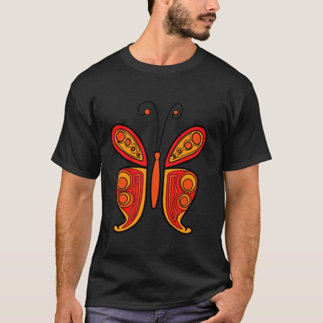 Orange fjäril illustration t shirt (Framsida)