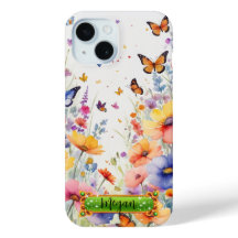 Orange Fjärilar Blomster Fält iPhone / iPad fodral