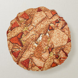 Orange fläckfärgad vulkaniska sten teckning rund kudde