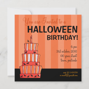 Orange fladdermöss i rymden Cake Halloween Birthda Inbjudningar