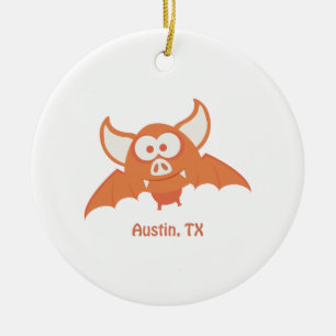 Orange Fladdermus - Austin, TX Julgransprydnad Keramik