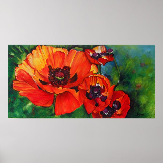 Orange Flamboyant Paopies Art Skriv ut Poster (Framsidan)