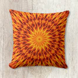 Orange Flames Kaleidoscope Kudde