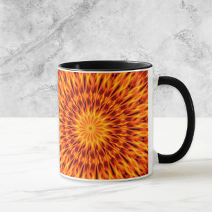 Orange Flames Kaleidoscope Mugg