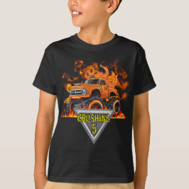 Orange Flames Monster Lastbil Barn T-Shirt