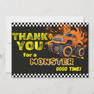 Orange Flames Monster Lastbil Tackkort Tack Kort