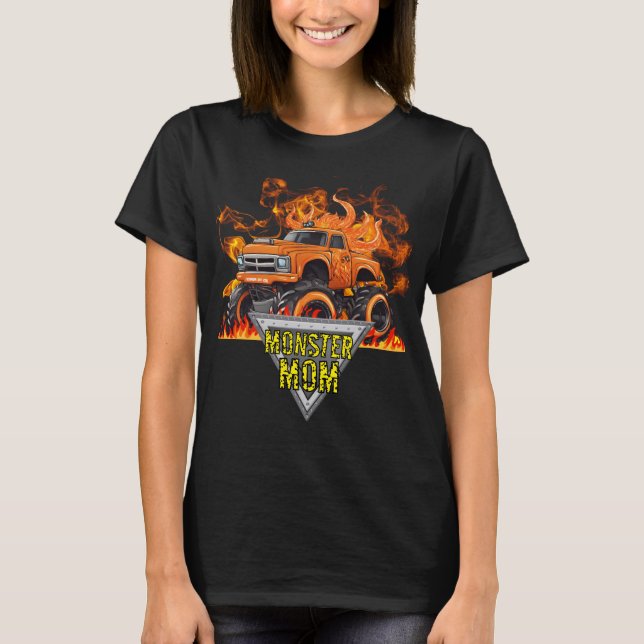 Orange Flames Monster Mamma Women's T-Shirt (Framsida)