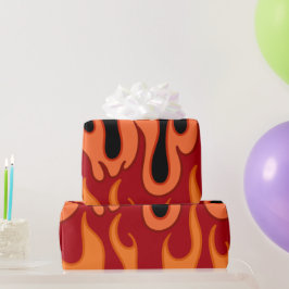 Orange Flames Wrapping Papper Presentpapper