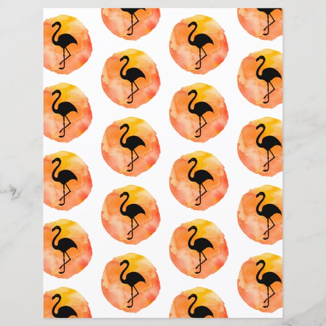 Orange Flamingo Mönster Scrapbook Papper (Framsida)