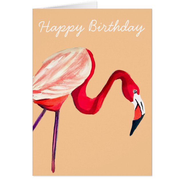 Orange flamingo vattenfärgsfågelart hälsningskort (Framsidan)