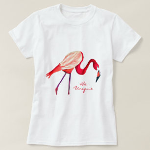 Orange flamingo vattenfärgsfågelart t shirt