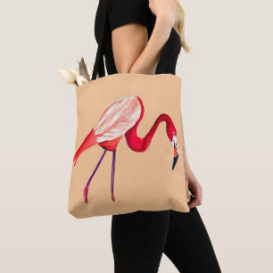 Orange flamingo vattenfärgsfågelart tygkasse