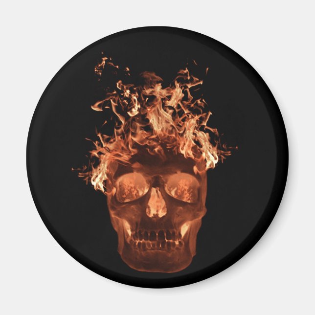 Orange Flamning Skullgarnet Magnet (Framsidan)