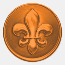Orange Fleur de Lis EnKuvert Seal Embossed look