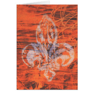 Orange Fleur-de-lis Mixed Media 2 Hälsningskort