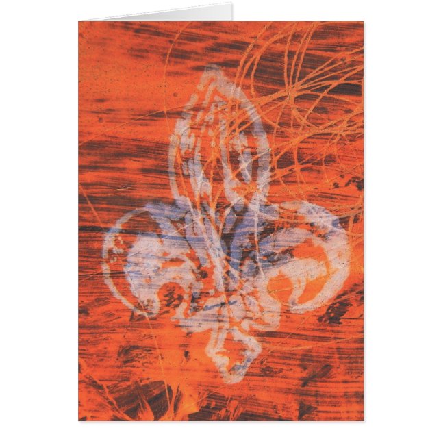Orange Fleur-de-lis Mixed Media 2 Hälsningskort (Framsidan)