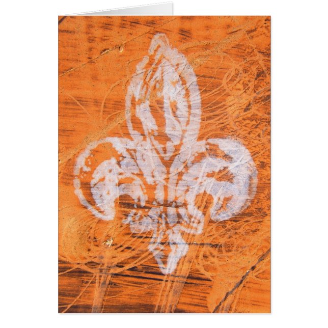 Orange Fleur-de-lis Mixed Media Hälsningskort (Framsidan)