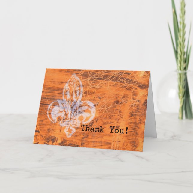 Orange Fleur-de-lis Mixed Media Tack Kort (Framsida)