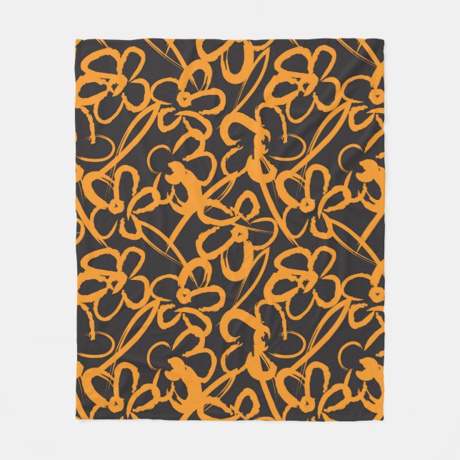 Orange Floral brush strokes seamless pattern backg Fleecefilt (Framsidan)