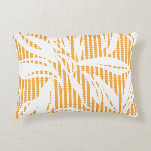Orange Floral seamless pattern with striped backgr Prydnadskudde (Framsidan)