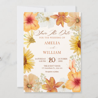 Orange floral spara datumet