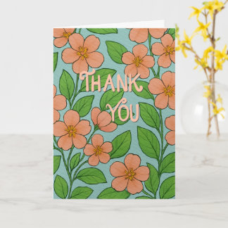Orange Floral Thank You Card with Hand Lettering | Kort