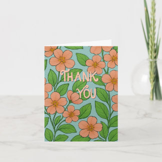 Orange Floral Thank You Card with Hand Lettering | Tack Kort