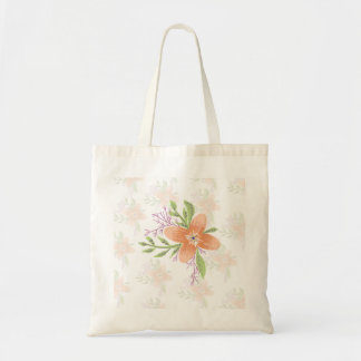 Orange Floral Watercolor Tote Bag – Elegant Botani Tygkasse