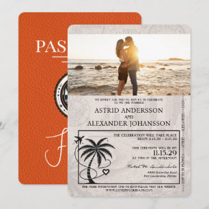 Orange Florida-inbjudan till passbröllop Inbjudningar