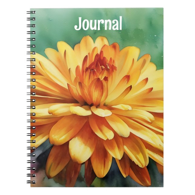 Orange Flower Art-Journal Anpassa Anteckningsbok (Framsidan)
