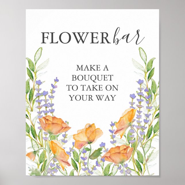 Orange Flower Bar Sign Poster (Framsidan)