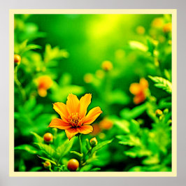 Orange Flower Bokeh Sunny Poster