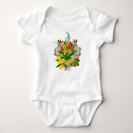 Orange Flower Bouquet Påskhare Monogram Anpassning T Shirt