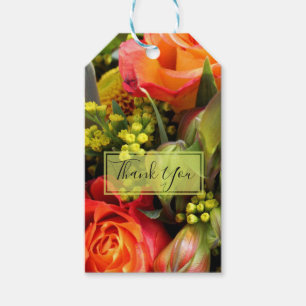 Orange Flower Bouquet Photo Tack Presentetikett