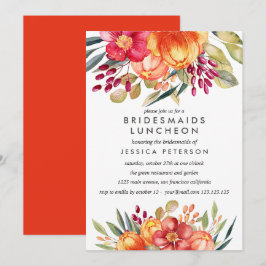 Orange Flower Bridesmaids Luncheon Bröllop Inbjudningar