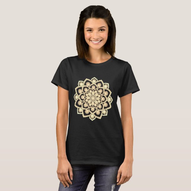 Orange Flower Mandala 3 T Shirt (Hel framsida)