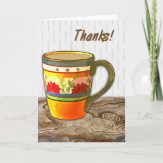 Orange Flower Mugg vid Stone Bord Grattis på födel Tack Kort
