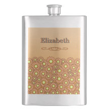 Orange Flower Rostfritt Stål Flask
