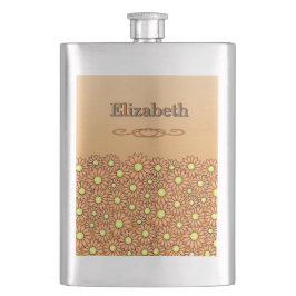 Orange Flower Rostfritt Stål Flask Fickplunta