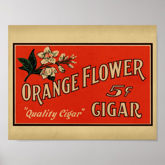 Orange Flower Vintage Cigar Box Poster (Framsidan)