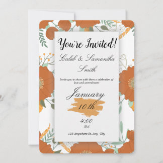 Orange Flower Wedding Invitation Inbjudningar