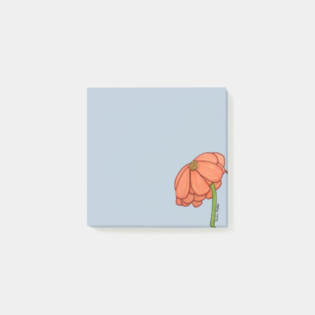 Orange Flower with Blue background Post-it Block (Framsida)