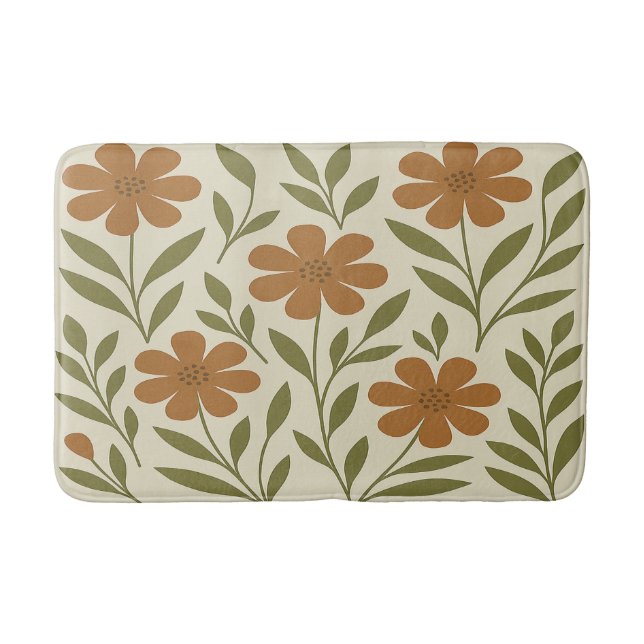 Orange Flowers Bath Mat Badrumsmatta (Framsidan)