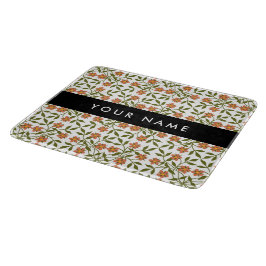 Orange Flowers, Blommönster, Boho, ditt namn