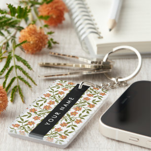 Orange Flowers, Blommönster, Boho, ditt namn