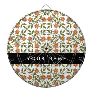 Orange Flowers, Blommönster, Boho, ditt namn Darttavla