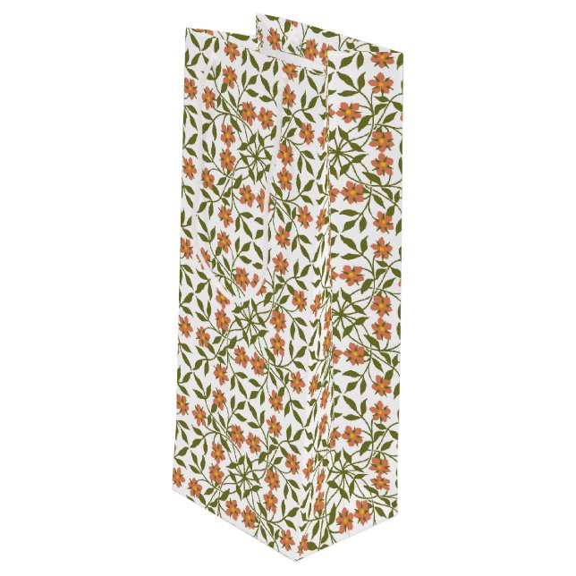 Orange Flowers, Blommönster, Greenery, Boho (Baksidan Vinklad)