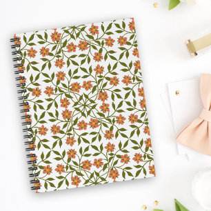 Orange Flowers, Blommönster, Greenery, Boho Anteckningsbok